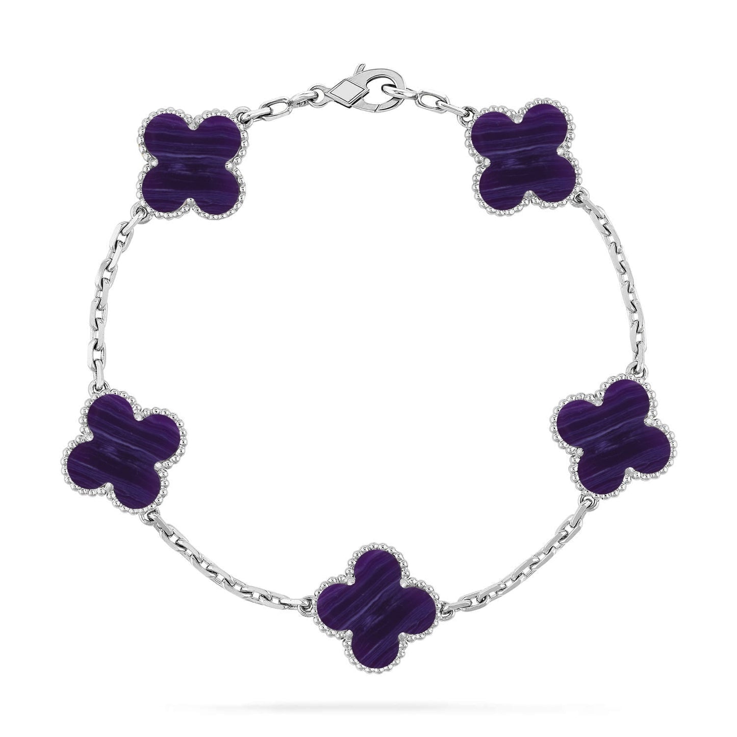 [✨ROSE💎]CLOVER 5 MOTIF PURPLE STRIPES BRACELET COLLECTION
