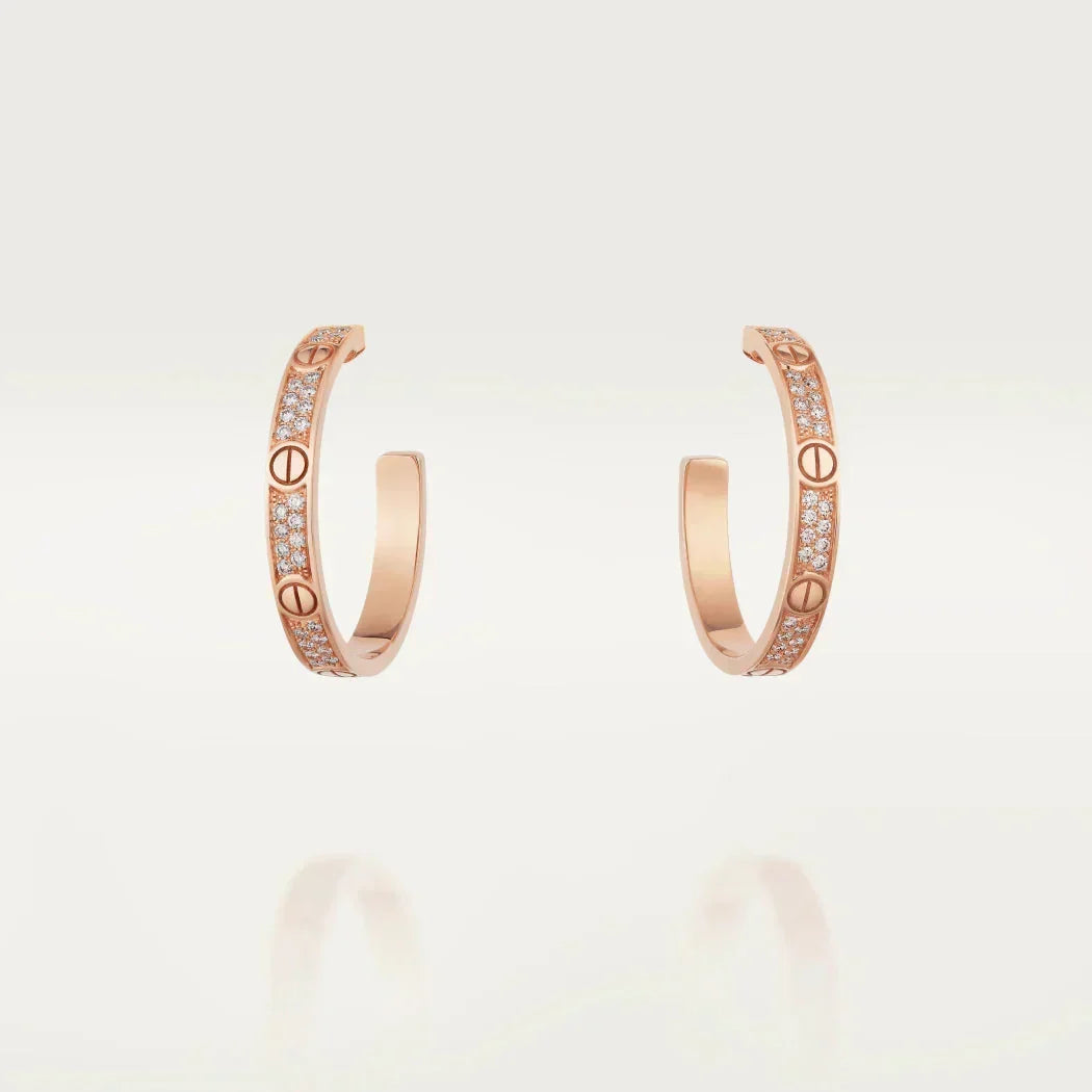 [✨ROSE💎]LOVE EARRINGS 3.6MM DIAMOND PAVED