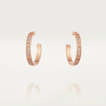 [✨ROSE💎]LOVE EARRINGS 3.6MM DIAMOND PAVED