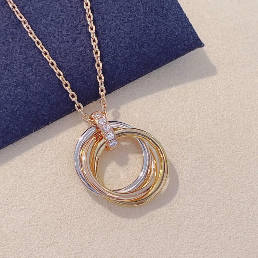 [✨ROSE💎]TRINITY NECKLACE GOLD  DIAMONDS