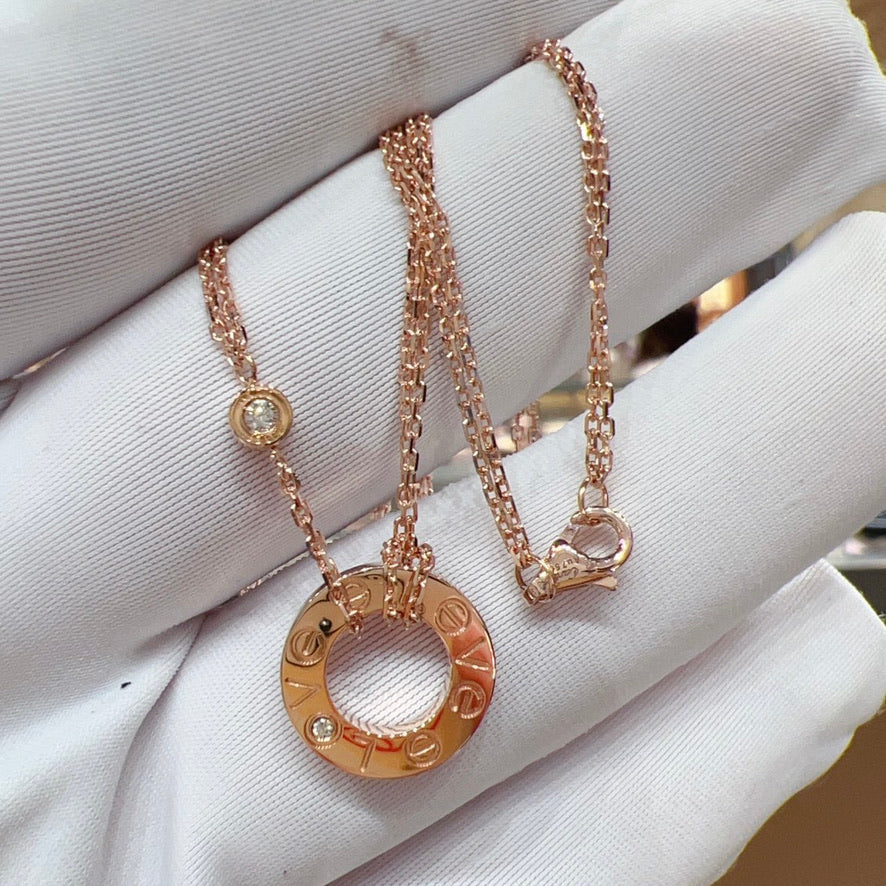 [✨ROSE💎]LOVE NECKLACE 16MM 2 DIAMONDS