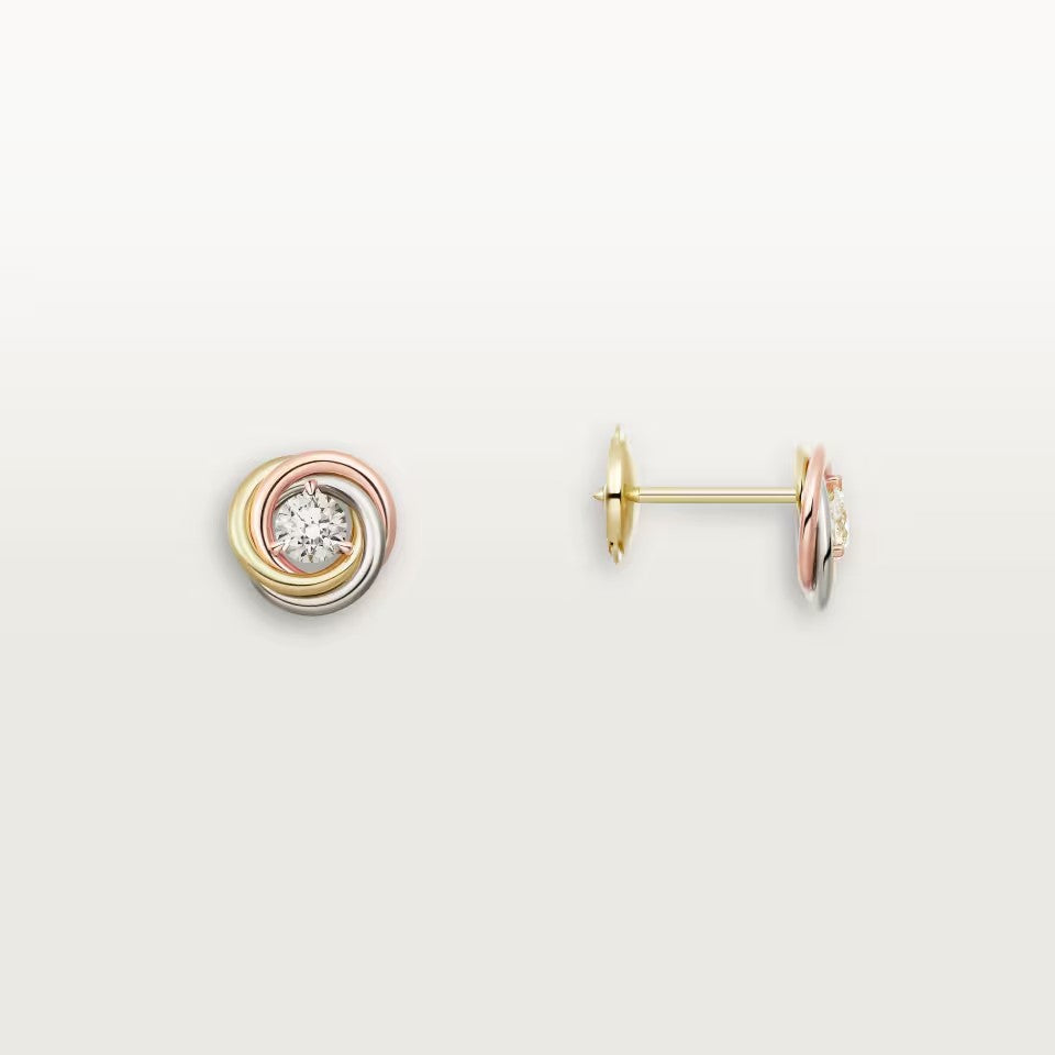[✨ROSE💎]TRINITY STUD DIAMOND EARRINGS