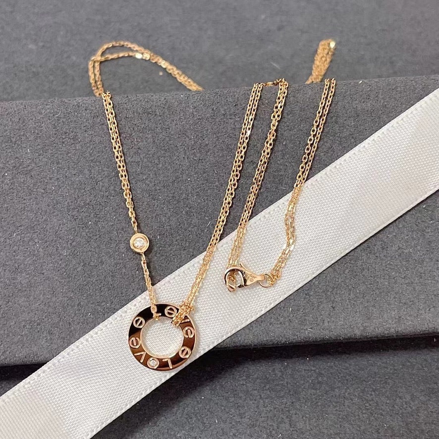 [✨ROSE💎]LOVE NECKLACE 16MM 2 DIAMONDS