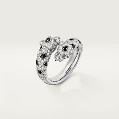 [✨ROSE💎]PANTHERE DOUBLE HEADED FULL DIAMOND  RING