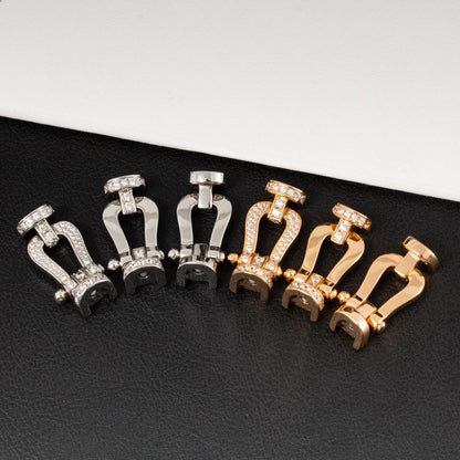 [✨ROSE💎]FORCE LARGE HORSESHOE HALF DIAMOND BRACELET SILVER
