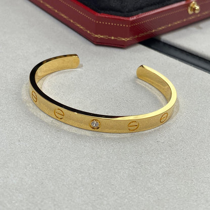 [✨ROSE💎]LOVE BRACELET 6.1MM 1 DIAMOND OPEN CUFF