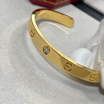 [✨ROSE💎]LOVE BRACELET 6.1MM 1 DIAMOND OPEN CUFF