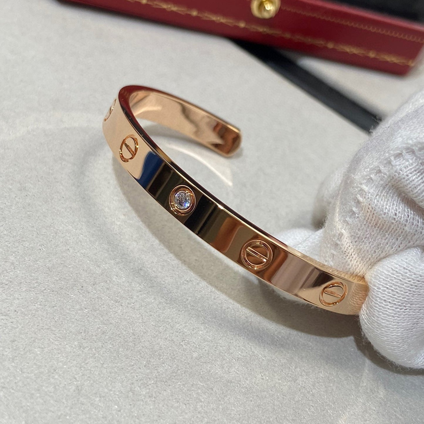 [✨ROSE💎]LOVE BRACELET 6.1MM 1 DIAMOND OPEN CUFF