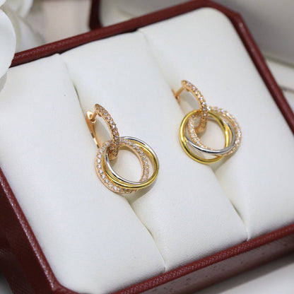 [✨ROSE💎]TRINITY HALF DIAMOND  EARRINGS