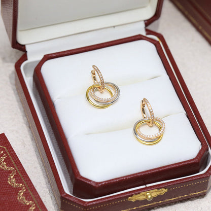 [✨ROSE💎]TRINITY HALF DIAMOND  EARRINGS