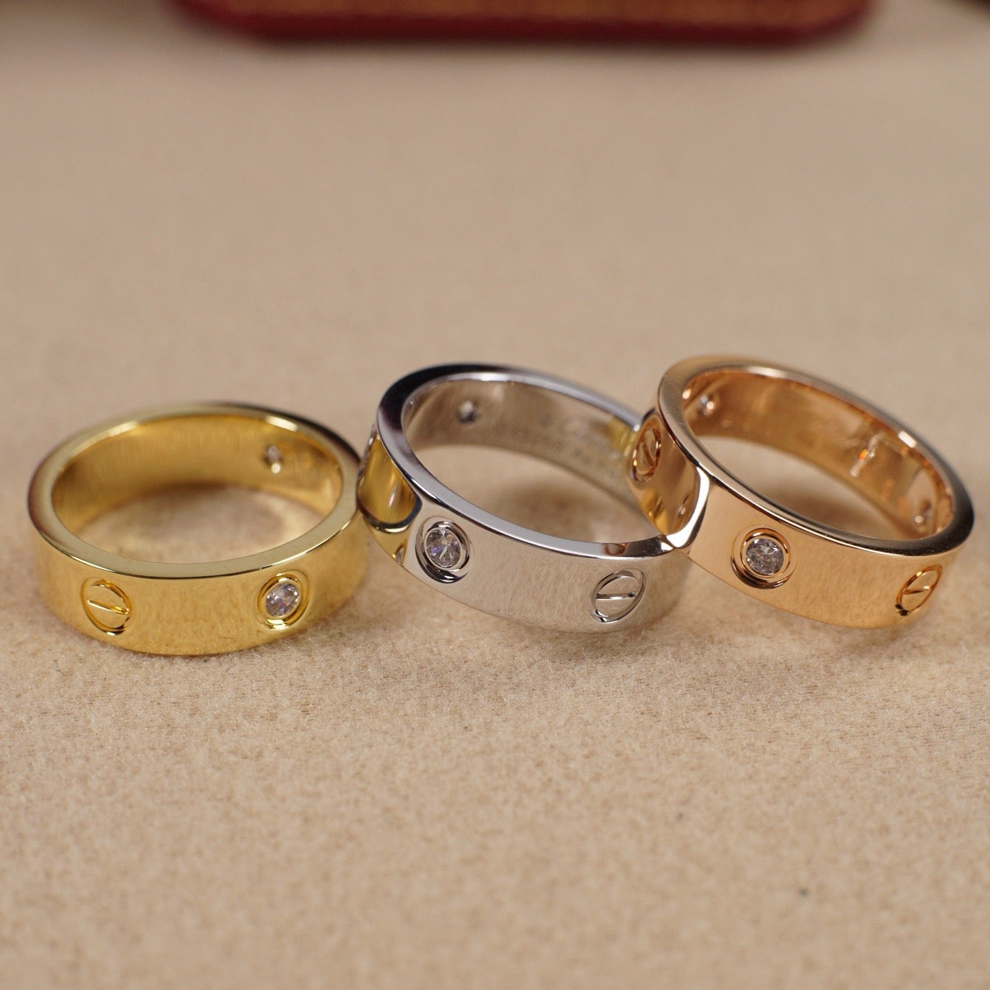 [✨ROSE💎]LOVE 5.5MM 3 DIAMOND RING