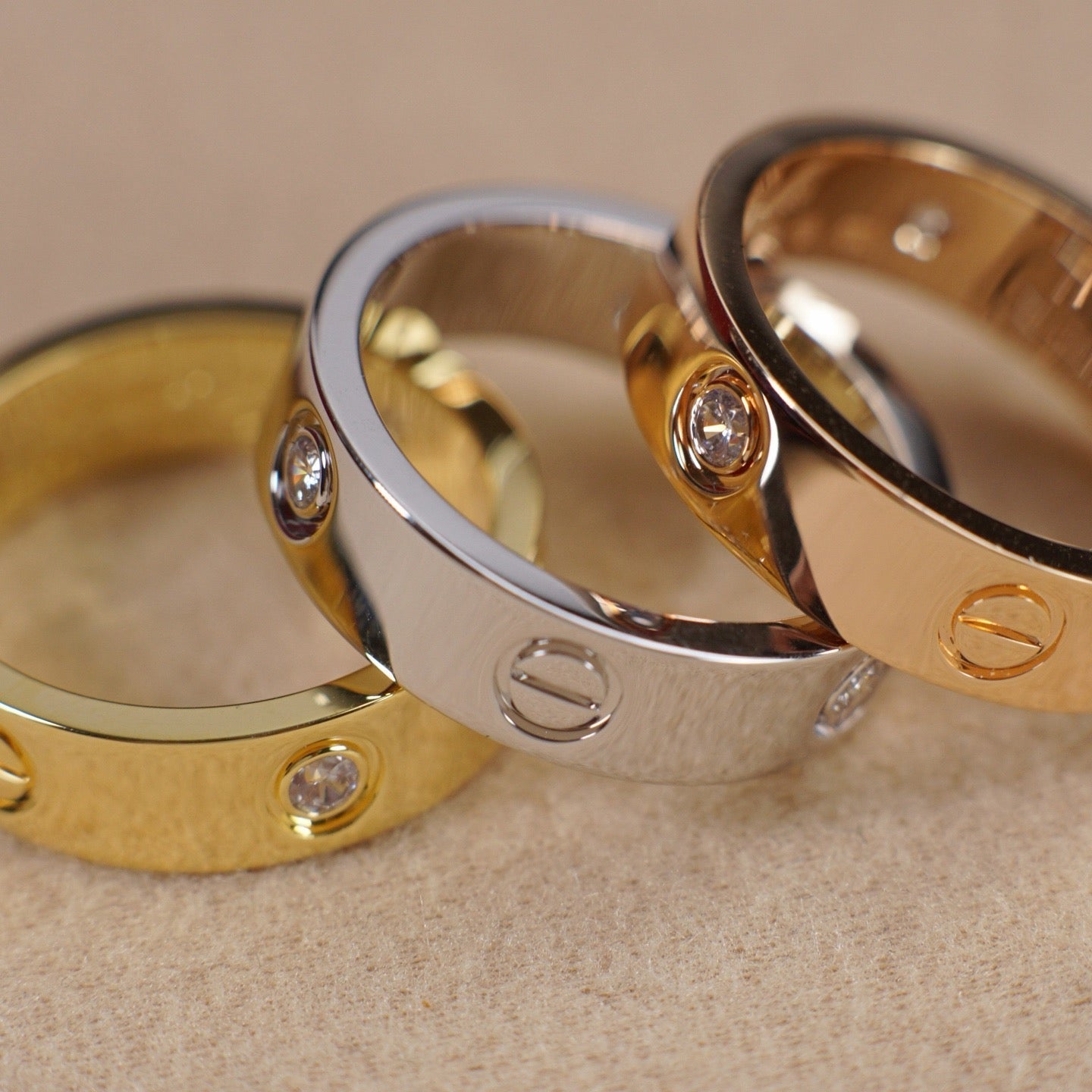 [✨ROSE💎]LOVE 5.5MM 3 DIAMOND RING