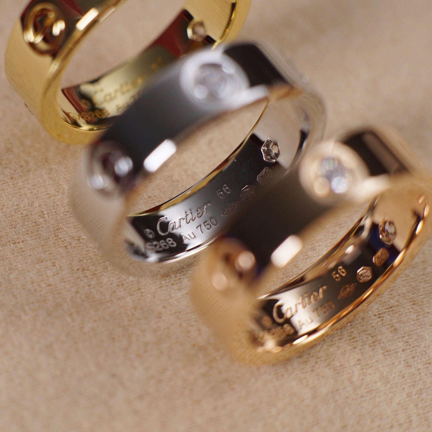 [✨ROSE💎]LOVE 5.5MM 3 DIAMOND RING