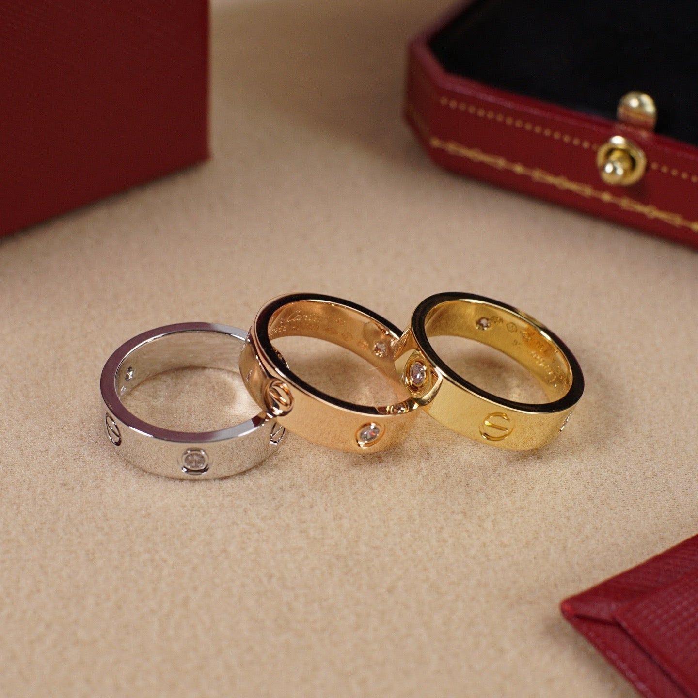 [✨ROSE💎]LOVE 5.5MM 3 DIAMOND RING