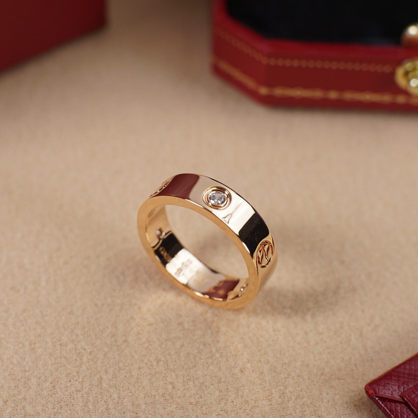 [✨ROSE💎]LOVE 5.5MM 3 DIAMOND RING