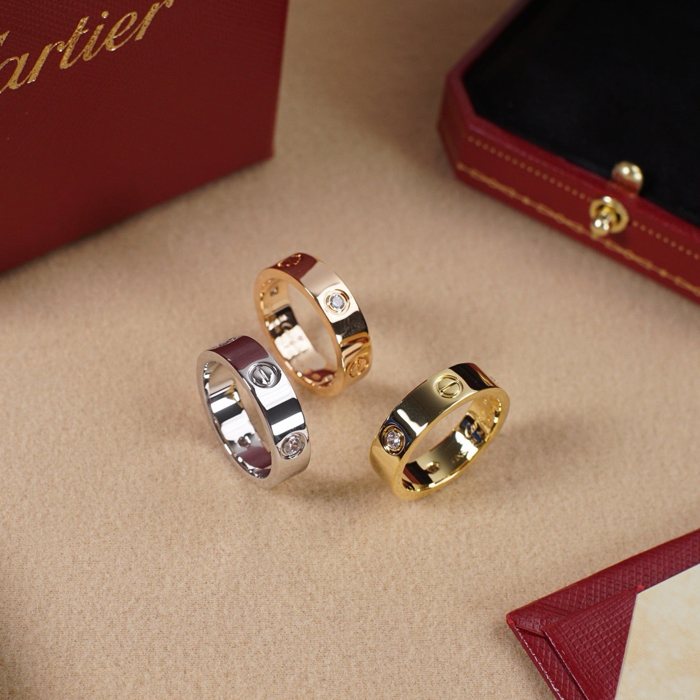 [✨ROSE💎]LOVE 5.5MM 3 DIAMOND RING