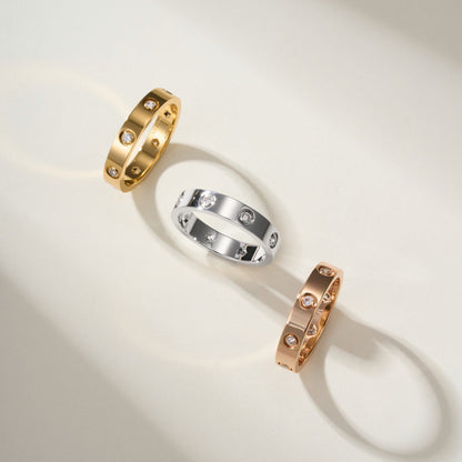 [✨ROSE💎]LOVE 4MM 8 DIAMOND RING