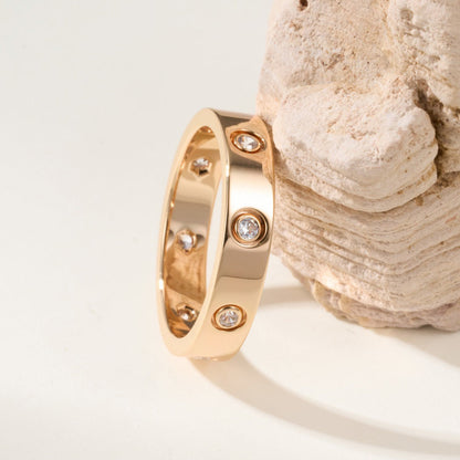 [✨ROSE💎]LOVE 4MM 8 DIAMOND RING