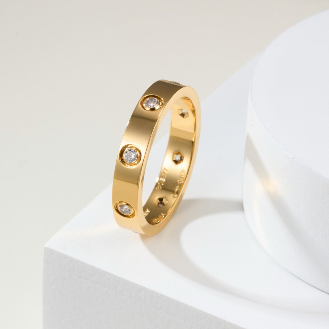 [✨ROSE💎]LOVE 4MM 8 DIAMOND RING