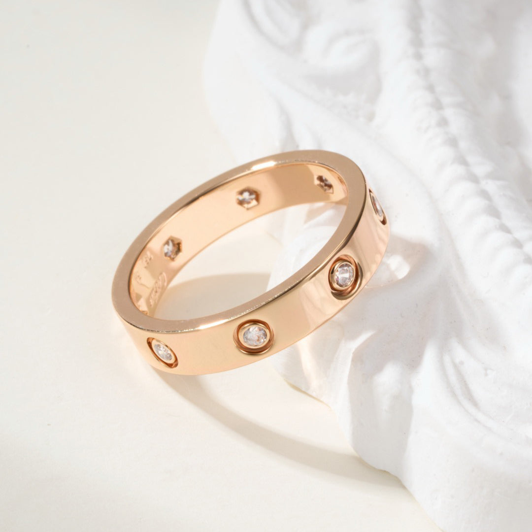 [✨ROSE💎]LOVE 4MM 8 DIAMOND RING