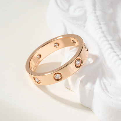[✨ROSE💎]LOVE 4MM 8 DIAMOND RING
