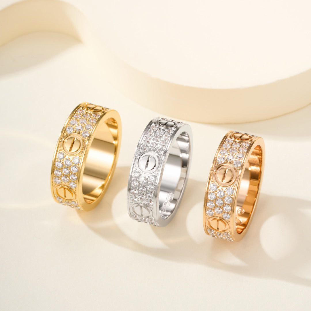 [✨ROSE💎]LOVE RING 5.5MM DIAMONDS PAVED