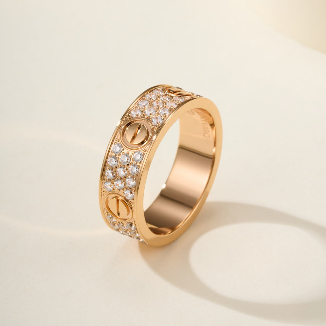 [✨ROSE💎]LOVE RING 5.5MM DIAMONDS PAVED