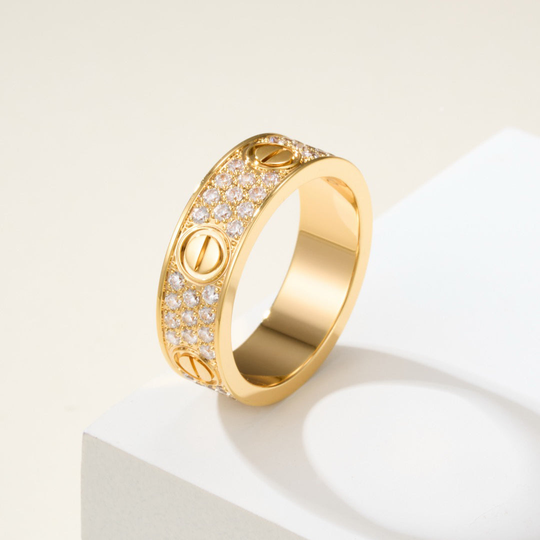 [✨ROSE💎]LOVE RING 5.5MM DIAMONDS PAVED