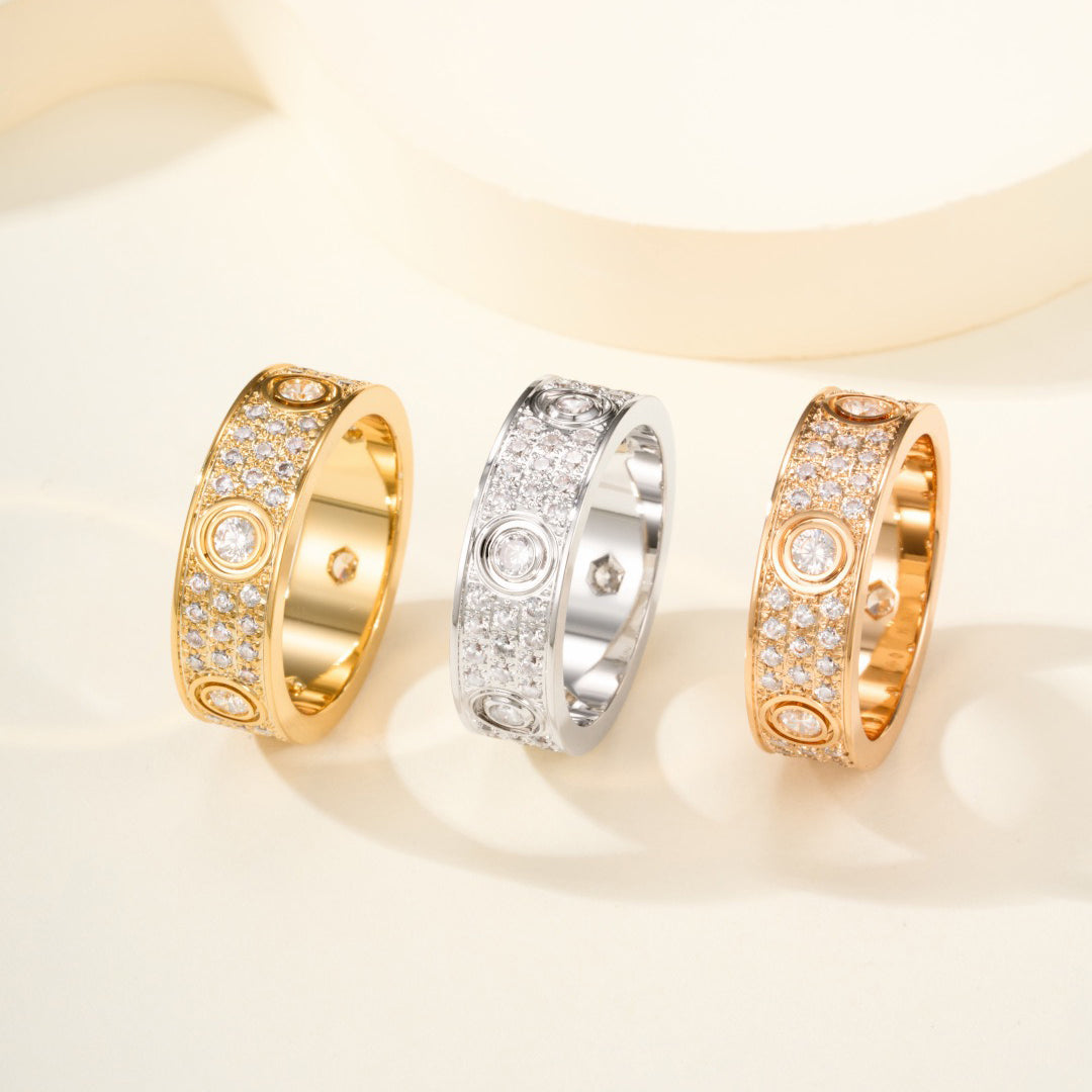 [✨ROSE💎]LOVE 5.5MM FULL-PAVE 6-DIAMOND RING