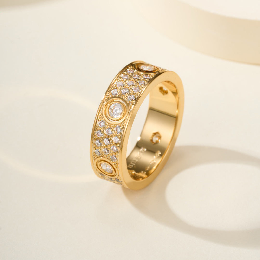 [✨ROSE💎]LOVE 5.5MM FULL-PAVE 6-DIAMOND RING