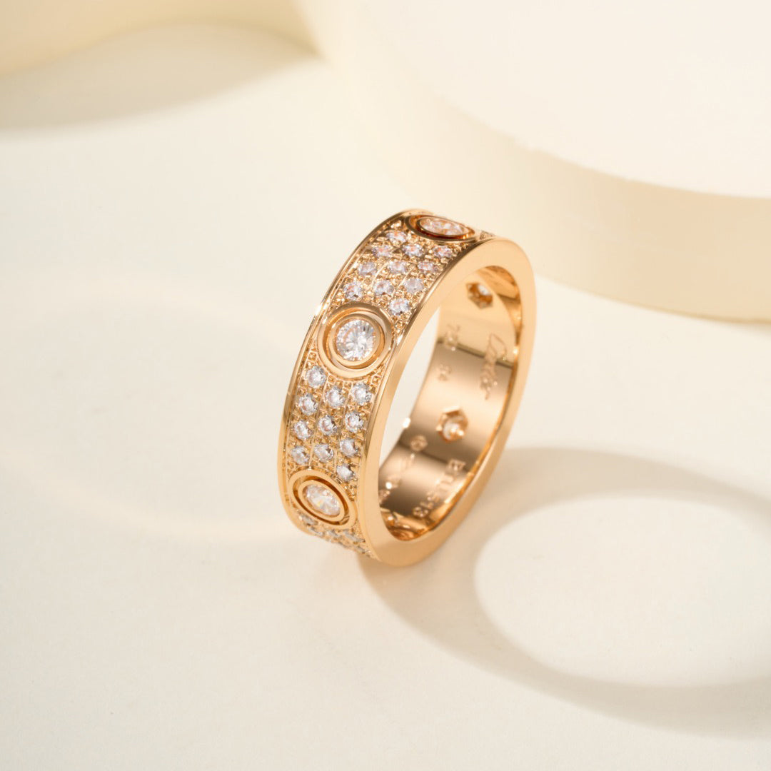 [✨ROSE💎]LOVE 5.5MM FULL-PAVE 6-DIAMOND RING