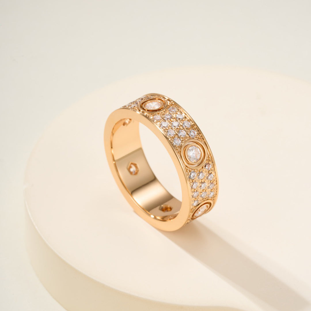 [✨ROSE💎]LOVE 5.5MM FULL-PAVE 6-DIAMOND RING