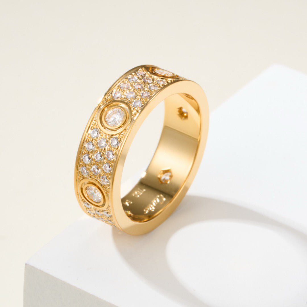 [✨ROSE💎]LOVE 5.5MM FULL-PAVE 6-DIAMOND RING