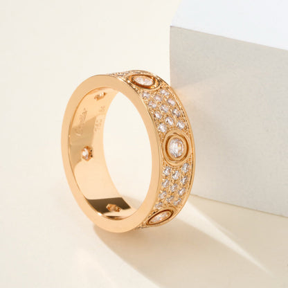 [✨ROSE💎]LOVE 5.5MM FULL-PAVE 6-DIAMOND RING