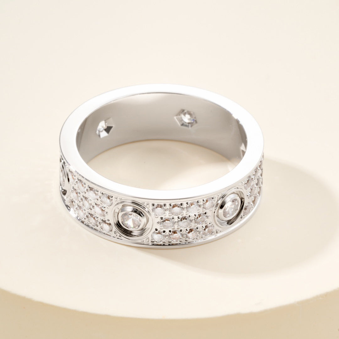 [✨ROSE💎]LOVE 5.5MM FULL-PAVE 6-DIAMOND RING