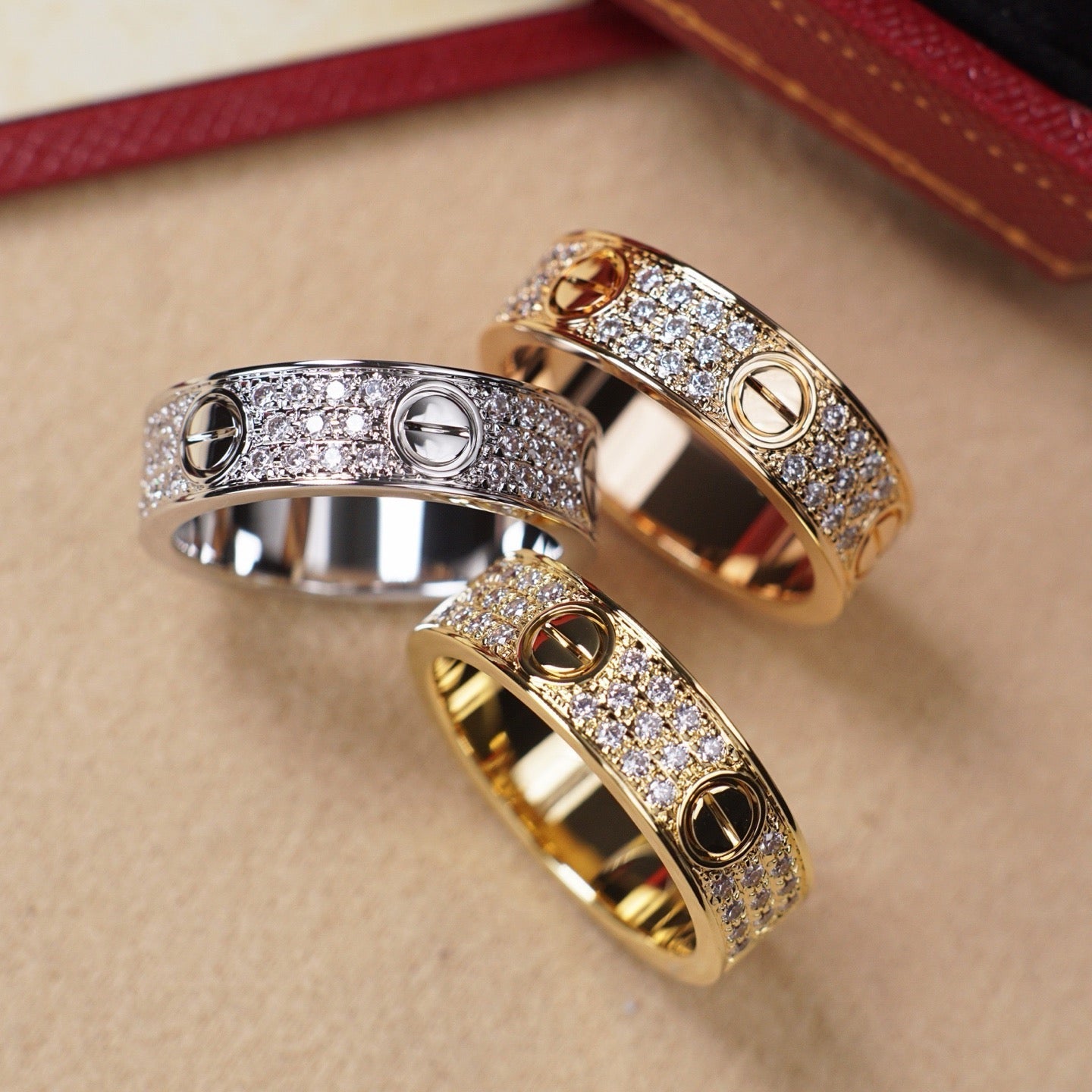 [✨ROSE💎]LOVE RING 5.5MM DIAMONDS PAVED