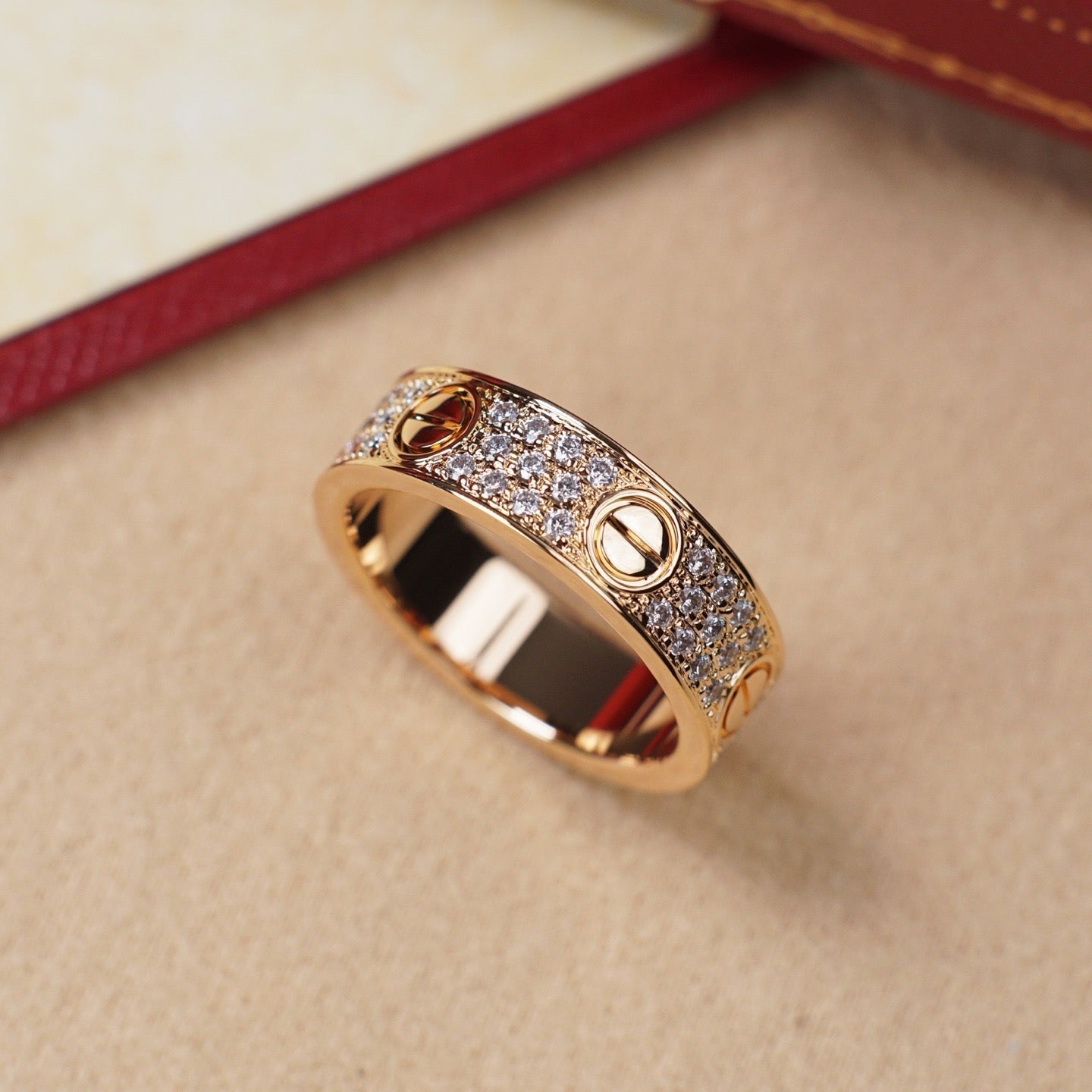 [✨ROSE💎]LOVE RING 5.5MM DIAMONDS PAVED