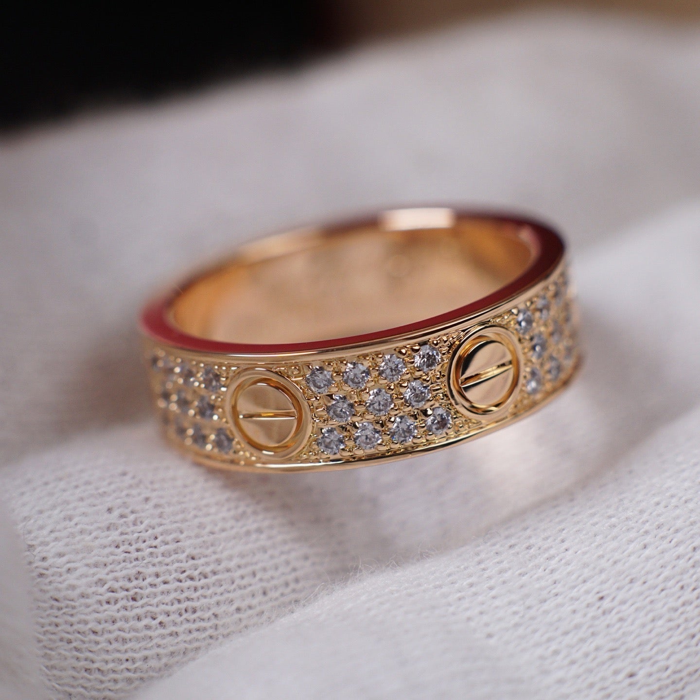 [✨ROSE💎]LOVE RING 5.5MM DIAMONDS PAVED