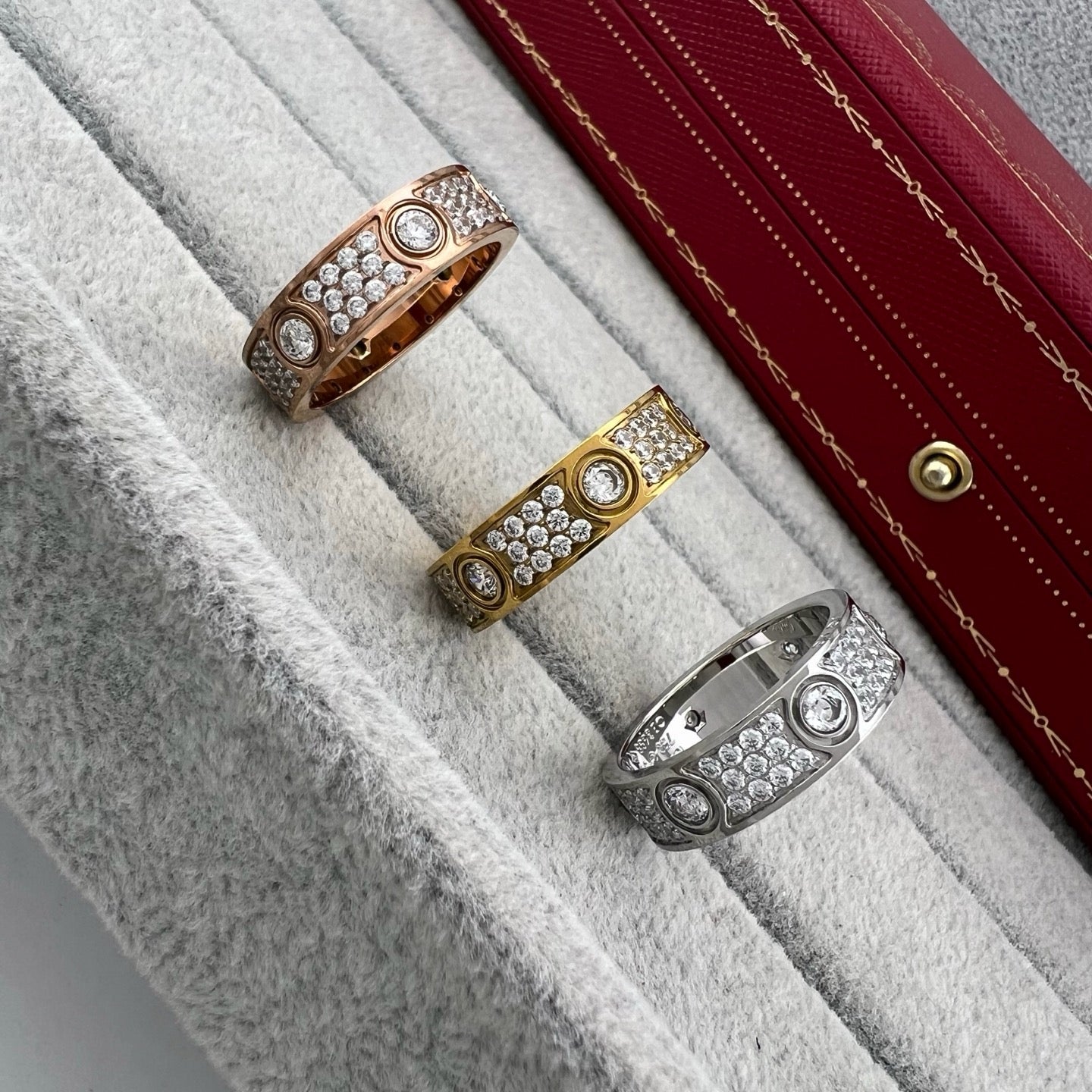 [✨ROSE💎]LOVE 5.5MM FULL-PAVE 6-DIAMOND RING