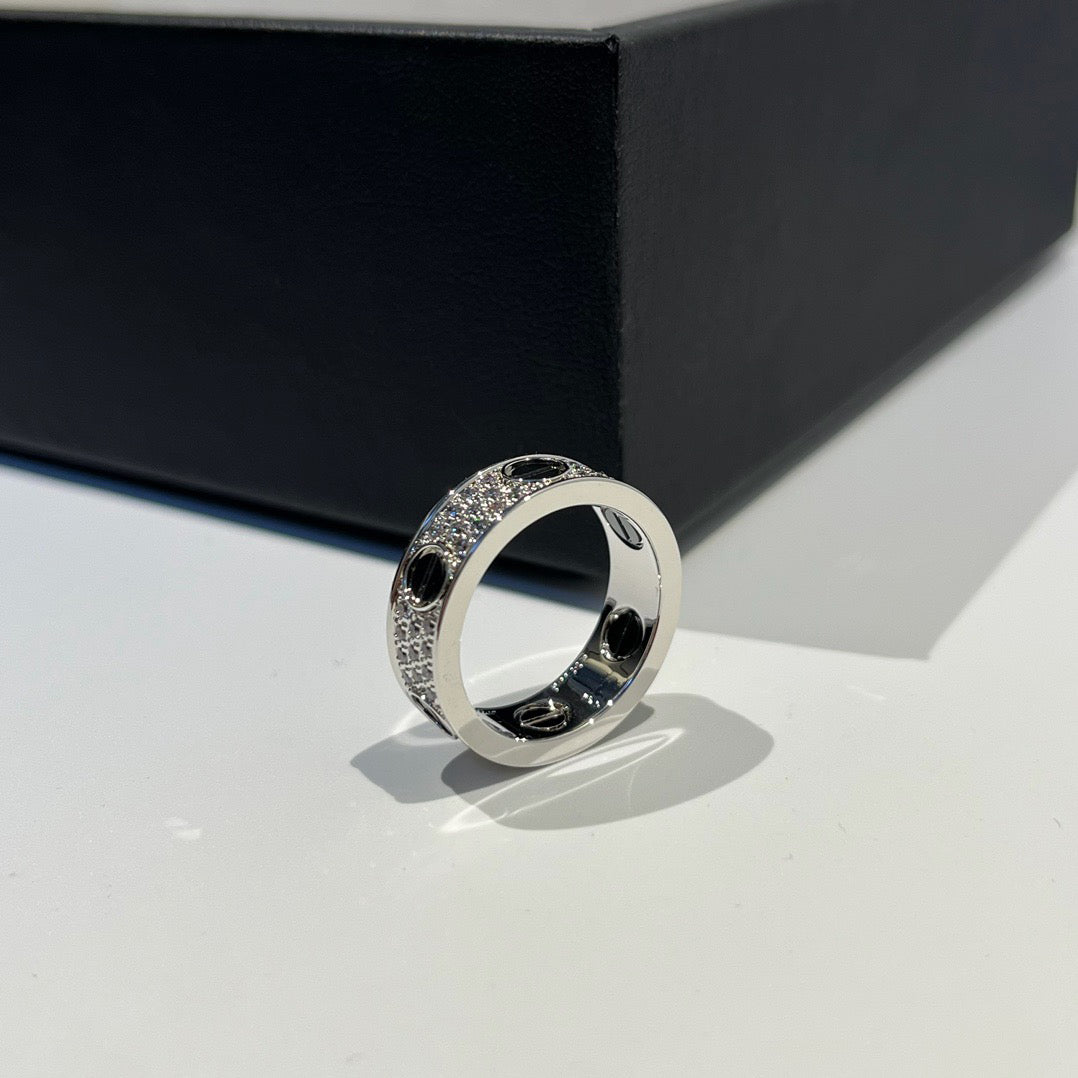 [✨ROSE💎]LOVE RING 5.5MM DIAMONDS PAVED CERAMIC