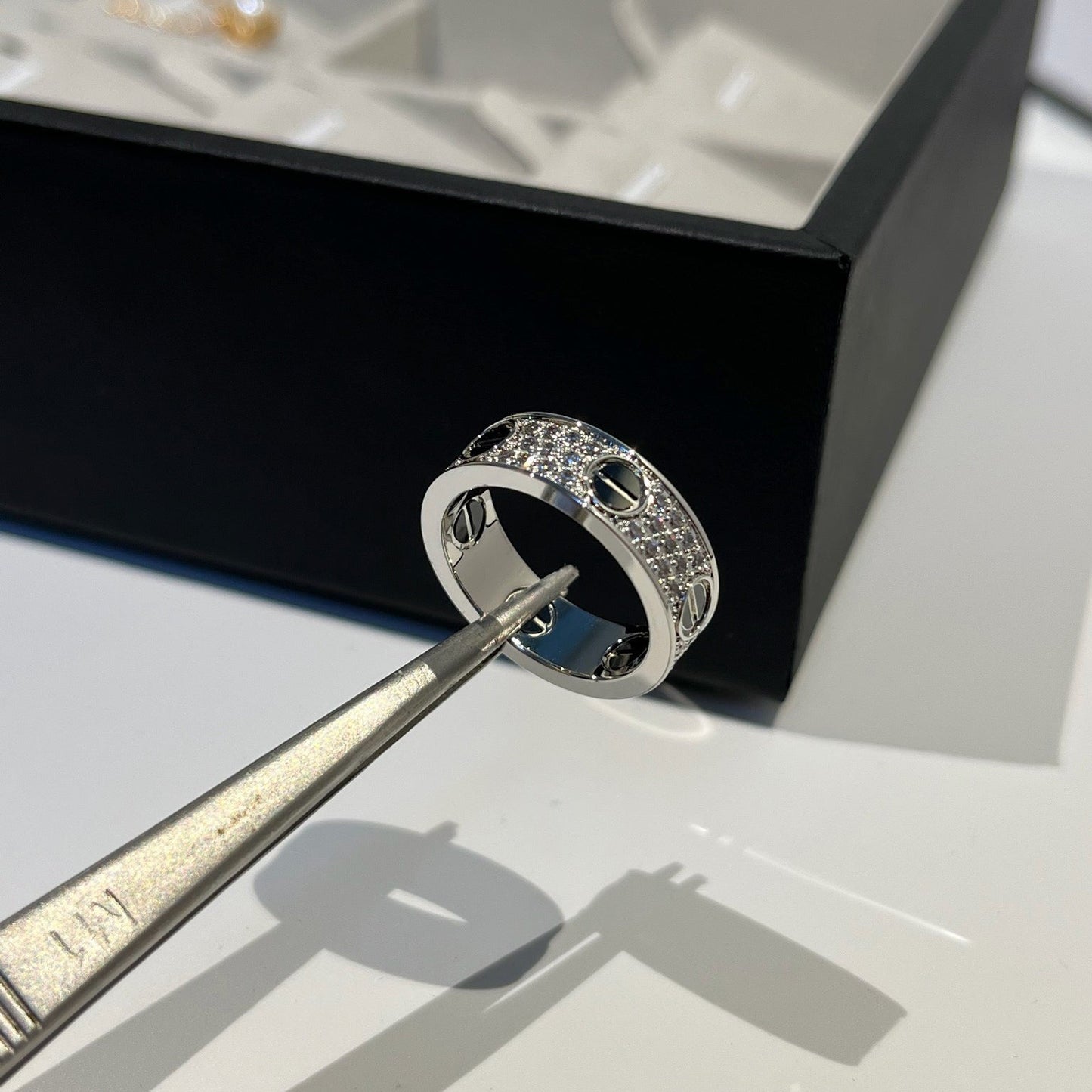 [✨ROSE💎]LOVE RING 5.5MM DIAMONDS PAVED CERAMIC