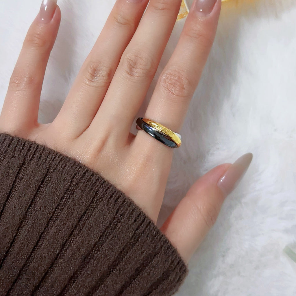 [✨ROSE💎]TRINITY 3.2MM RING BLACK CERAMIC