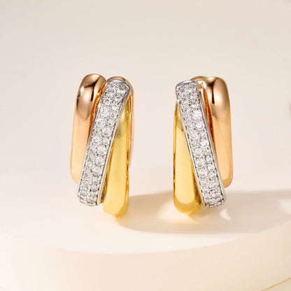 [✨ROSE💎]TRINITY HALF DIAMOND  CUSHION EARRINGS