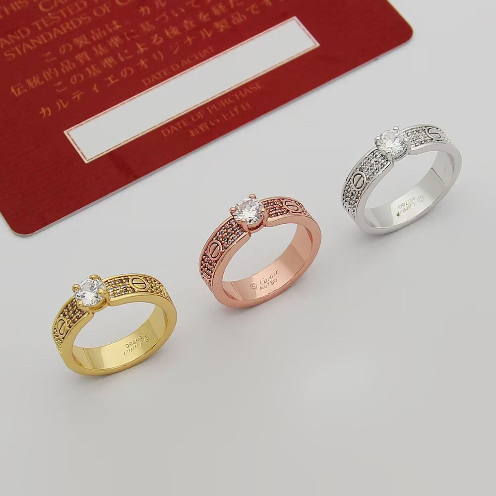 [✨ROSE💎]LOVE RING 3.6MM 1 BIG DIAMOND FULL DIAMOND