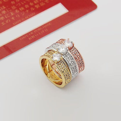 [✨ROSE💎]LOVE RING 3.6MM 1 BIG DIAMOND FULL DIAMOND