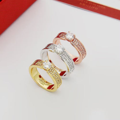 [✨ROSE💎]LOVE RING 3.6MM 1 BIG DIAMOND FULL DIAMOND