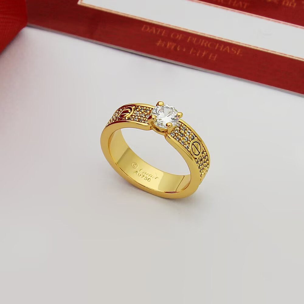 [✨ROSE💎]LOVE RING 3.6MM 1 BIG DIAMOND FULL DIAMOND
