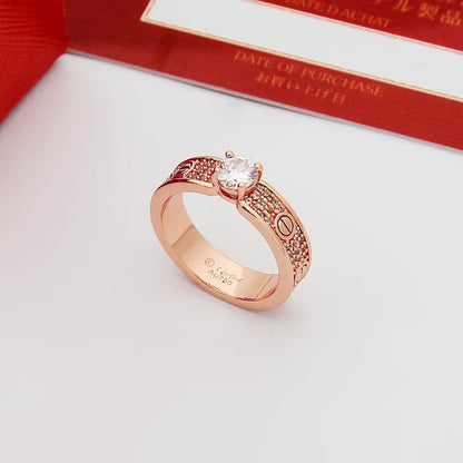 [✨ROSE💎]LOVE RING 3.6MM 1 BIG DIAMOND FULL DIAMOND