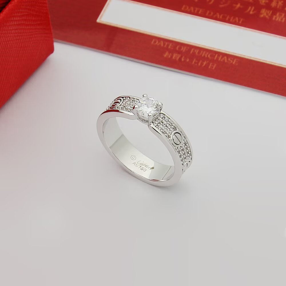 [✨ROSE💎]LOVE RING 3.6MM 1 BIG DIAMOND FULL DIAMOND