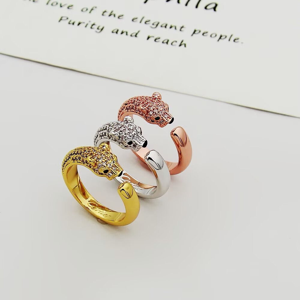 [✨ROSE💎]PANTHERE HALF DIAMOND SMALL RING